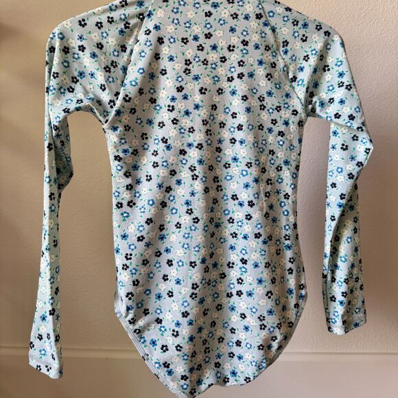 JCREW CREW CUTS SIZE 10 LONG SLEEVE RASH GAURD ONE PIECE SWIMSUIT BLUE FLORAL - Picture 9 of 12